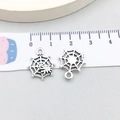 Antique silver spider web charms with spider detail for Halloween DIY jewelry making - 14*17mm / Antique Silver Spider Web (10875)
