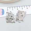 Antique silver house pendant with cat detail and top ring showing both sides - 18*24mm / Antique Silver Haunted House (10883)