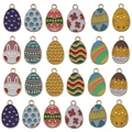 24 pieces colorful enamel Easter egg alloy pendants featuring rabbit and chick designs - Mixed 24 (HK752)