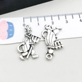Antique silver demon charm for DIY jewelry with measurement ruler for size reference - 1 Piece Antique Silver Devil with Fork (10868)