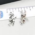 Antique silver witch on broom pendant for DIY jewelry with measurement scale - 1 Piece Antique Silver Witch (10871)