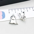 Silver alloy ghost charms for Halloween DIY jewelry making with smiling faces - 1 Piece Antique Silver Ghost Devil (10880)