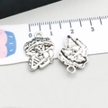 Antique silver Halloween spider web pendants featuring skeleton and abstract shapes - 1 Piece Antique Silver Skeleton (10886)
