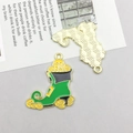 Pendentif botte de gnome de la Saint-Patrick verte avec pièces pour bijoux DIY - Botte en Émail Vert (24*28mm)