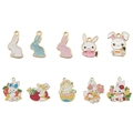 Colorful enamel bunny charms in ten assorted rabbit designs with gold plating - Mixed 10-Piece Easter Rabbit Series (SN638)