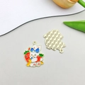 Colorful enamel cartoon rabbit charm with blue bow and carrot for DIY jewelry - Carrot Rabbit