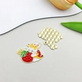 Cute white bunny with red strawberry enamel alloy pendant for DIY jewelry making - Strawberry Rabbit