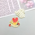 Enameled heart and hand Mother's Day pendant with LOVE YOU MA text on gold alloy finish - Red Enamel Hand Holding Heart (18537)