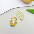 Colorful enamel Easter bunny in egg shell alloy charm with gold finish for DIY crafts - Eggshell Rabbit