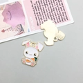 Cute bunny charm with carrot in white enamel finish for DIY jewelry making - White Holding Carrot Rabbit (18536)