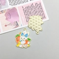 Enamel Easter bunny pendant charm with blue bow and carrot for DIY jewelry making - Carrot Bunny (18545)