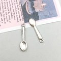 Vintage silver alloy spoon pendants for DIY jewelry making with retro carved details - Antique Silver Cutlery Spoon Small (8837)