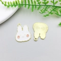 Cute white enamel cartoon rabbit pendant with gold plated backing for DIY jewelry making - 18x25mm / White Enamel Bunny Head Style