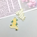 DIY mother heart pendant with yellow roses and I LOVE MAMA scroll on golden alloy - Enamel Yellow Flower (18541)