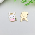 Cartoon Easter bunny pendant with white enamel rabbit holding carrot for DIY jewelry - 11x15mm / White Enamel Lying Bunny With Carrot Style