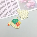 Enamel heart pendant with Proud Mama ribbon and red rose for DIY jewelry making - Enamel Diamond Shape (18543)