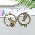 Antieke bronzen ringbedels met katten-silhouet voor het maken van DIY-sieraden - Holle Kat en Muis (625)
