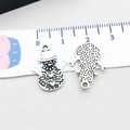Antique silver snowman alloy charms for DIY jewelry making featuring front and back detail - Christmas Snowman (7746) / 15*20mm