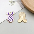 Purple and white striped bunny egg pendant in enamel finish for DIY jewelry - Purple Striped Pattern (18597)