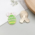 Green enamel Easter egg pendant with bunny ears and Happy Easter lettering - Happy Easter Text Egg (18599)