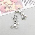 Antique silver zinc alloy jumping rabbit pendant charm for DIY jewelry and earrings - Antique Silver Bunny Style (3113)