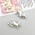 DIY antique silver rabbit charms set with hanging loops for earring and jewelry making - Antique Silver Running Bunny Shape (3749)