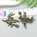 Antique bronze witch on broomstick charms for Halloween DIY jewelry making - Witch (4607)