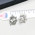 Antique silver Christmas bell pendant with bow tie charm for DIY jewelry making - Christmas Bell Bow (8846) / 16*24mm