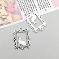 Antique silver Easter bunny frame pendant in zinc alloy for DIY earring and keychain making - Antique Silver Hollow Bunny Frame (5875)
