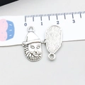 Antique silver Santa Claus alloy pendant 2.5cm with engraved texture for DIY jewelry - Santa Claus Head (8847) / 12*22mm