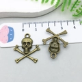 Antique bronze skull and crossbones alloy charm pendant for Halloween DIY jewelry making - Small Skeleton (5373)