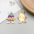 Easter egg rabbit alloy pendant with colorful drip oil stripes for DIY jewelry making - Gnome-Shaped Charm (18603)