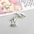 Antique silver zinc alloy Easter bunny pendant with hanging loop for DIY jewelry making - Large Antique Silver Bunny Head (6708)