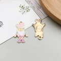 Pink and purple gnome pendant with bunny ears for DIY jewelry making and crafts - Pink Hat Gnome Charm (18604)