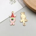 Colorful enamel gnome charm pendant in red and pink for DIY jewelry making - Red Hat Gnome Charm (18605)