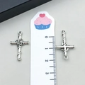 Ensemble de pendentifs croix rose argent vintage avec détails de vigne sur échelle - Croix Rose Argent Antique (16921)