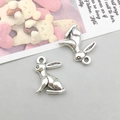 Antique silver Easter bunny zinc alloy charm pendants for DIY earring and jewelry making - Antique Silver Side-Lying Bunny Shape (11225)