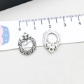 Silver antique alloy Christmas wreath pendants with ribbon bows and leaf textures - Christmas Wreath (15769) / 11*15mm