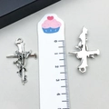Pendentif croix cœur épines gothique argenté pour bijoux DIY, deux faces - Croix Rose Épines Argent Antique (19257)