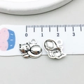 Antiek zilveren kattenhangers in zittende houding voor Halloween DIY sieraden maken - Kat (6120) / 13X15mm