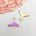 Purple enamel whale tail pendant in gold alloy for DIY jewelry bracelet making - Purple Enamel Mermaid Tail (15*17mm)