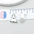 Antiek zilveren spookbedeltje voor Halloween DIY sieraden maken met meetlat schaal - Geest Duivel (10880) / 17x17mm