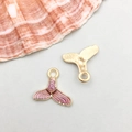 Pink and purple enamel mermaid tail charm pendant with gold metal back for DIY jewelry - Purple Enamel Mermaid Tail (14*15mm)