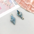Blauwe zeeschelp bedeltjes in legering met gouden rand voor DIY sieraden maken - Blauw Emaille Wulk