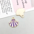 Purple and white enamel sea shell charms with gold plating for DIY jewelry making - Purple Enamel Shell (13*13mm)