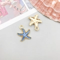Blauwe zeester hanger met gouden accenten en emaille afwerking voor DIY-sieraden - Blauw Emaille Zeester
