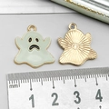 Ghost Halloween charms with pale green enamel and golden textured back, 20mm width - Gray Enamel Ghost (13999)