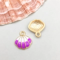 Purple and white shell charm pendant with golden metal alloy finish for DIY jewelry - Purple Enamel Shell (16*17mm)