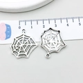 Antiek zilveren spinnenweb bedeltjes van legering voor Halloween DIY-sieraden, 2,5-3 cm - Spinnenweb (10889) / 27x30mm