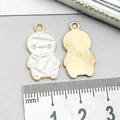 Halloween mummy alloy enamel charm with golden finish back and top hanging ring - White Enamel Mummy (14000)
